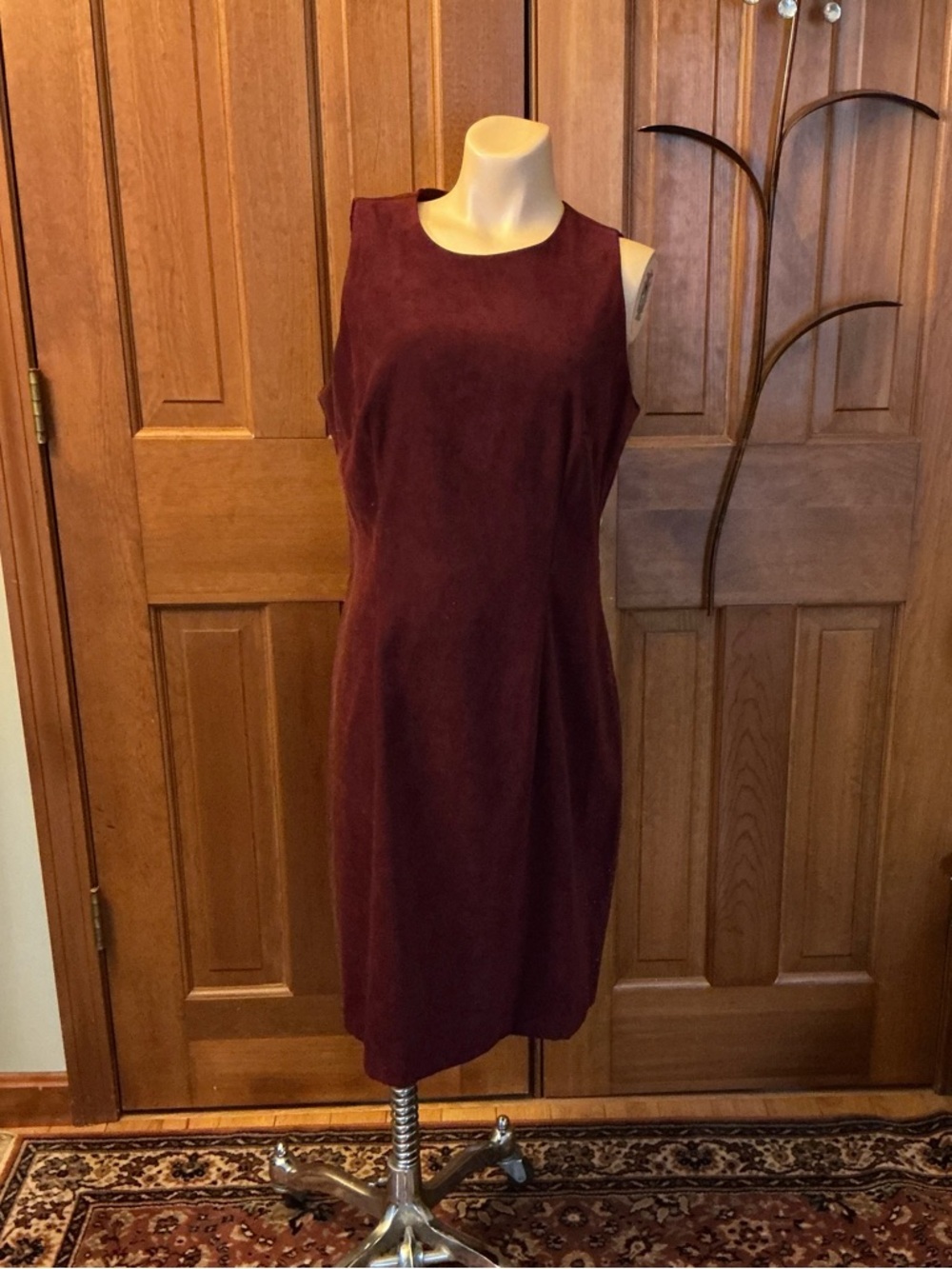 CDC Sleeveless Wine Midi Sheath with keyhole back Dress